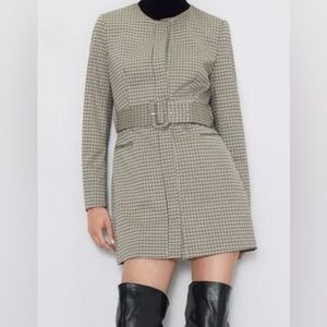 New ZARA Houndstooth Frock Coat size small